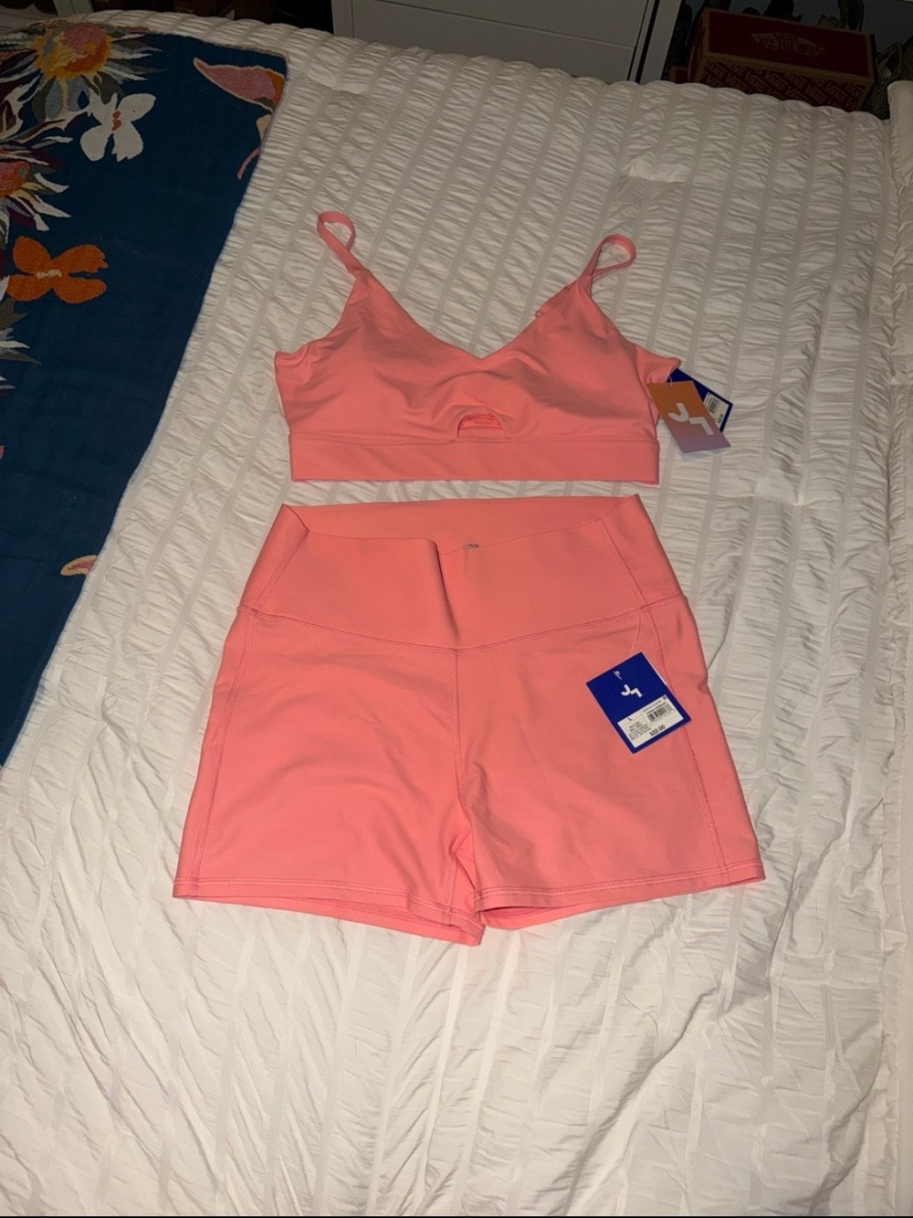 Joylab Coral Pink Active Crop Top & High-Waist Shorts Set